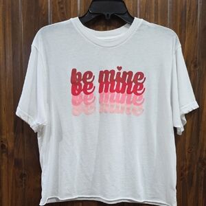 White and Pink Graphic Crop Top